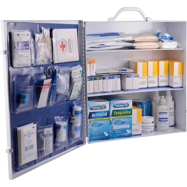Global Industrial First Aid Kit, 75-100 Person, ANSI Compliant, 3-Shelf Steel Cabinet 761296A - main